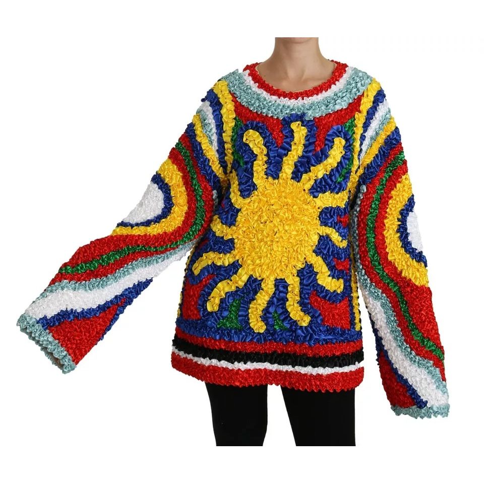 Dolce & Gabbana Multicolor Sun Ruffled Top Blouse Sweater