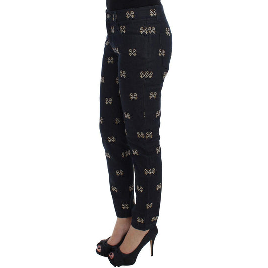 Dolce & Gabbana Blue Key Embroidered Slim Fit KATE Jeans SIG17259-5
