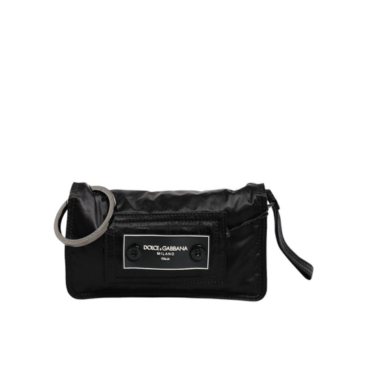 Dolce & Gabbana Black Fabric Logo Two Way Clutch Crossbody Bag