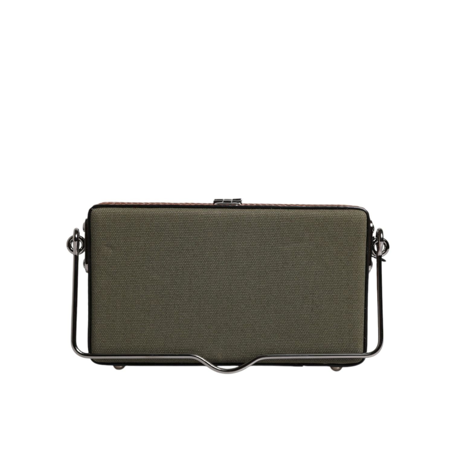 Dolce & Gabbana Green Brown Leather Clutch Purse Bag