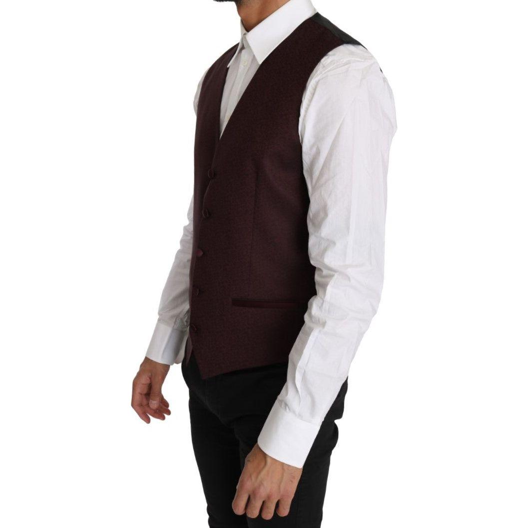 Dolce & Gabbana Purple Pattern Wool Silk Waistcoat Vest