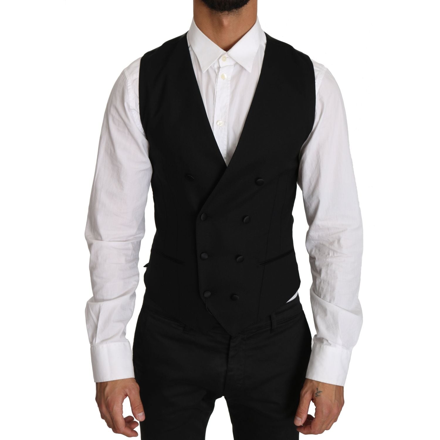 Dolce & Gabbana Gray Wool Double Breasted Waistcoat Vest