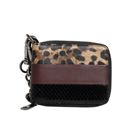 Dolce & Gabbana Multicolor Leopard Leather DG Bifold Card Holder Wallet