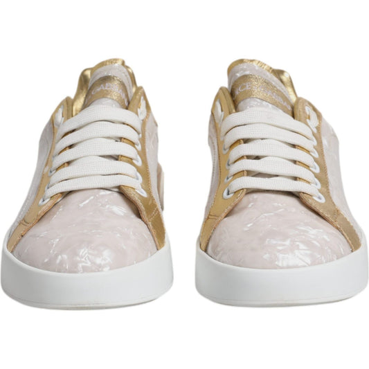 Dolce & Gabbana Dolce & Gabbana White Portofino Mother Of Pearl Sneakers Casual Shoes LA12303-37