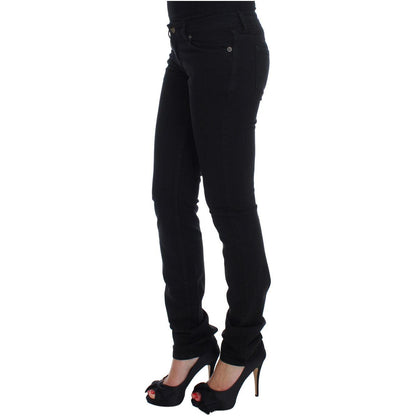 Cavalli Black Cotton Stretch Slim Skinny Fit Jeans Jeans & Pants
