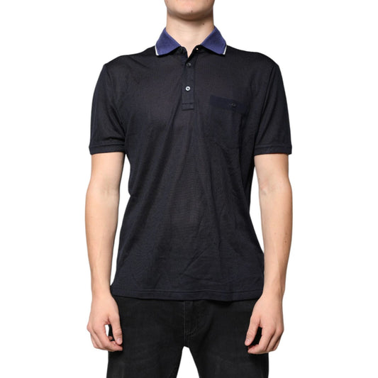 Dolce & Gabbana Dolce & Gabbana Blue Silk Collared Short Sleeves Polo T-shirt TSH86706-50