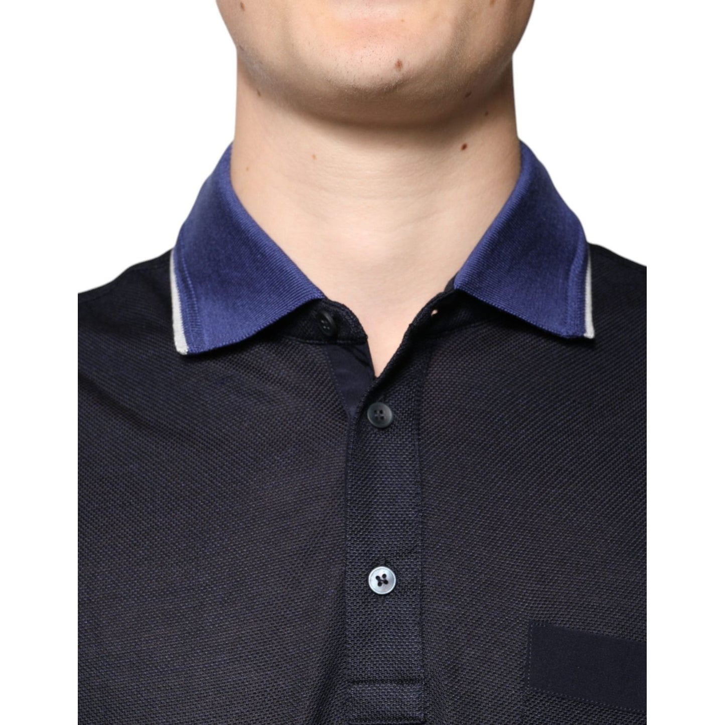 Dolce & Gabbana Blue Silk Collared Short Sleeves Polo T-shirt