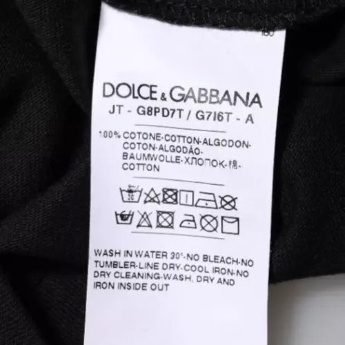 Dolce & Gabbana Black Logo Print Cotton Crew Neck T-shirt TSH86707-46