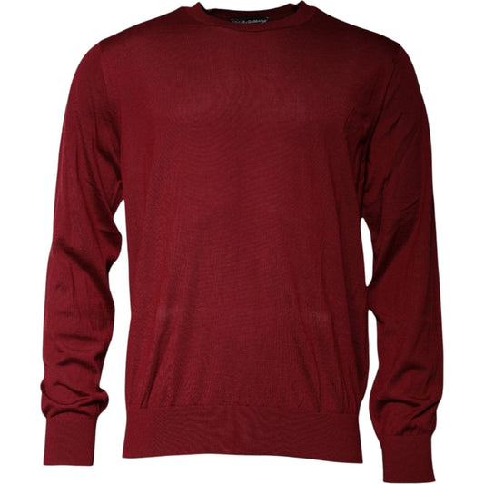Dolce & Gabbana Dolce & Gabbana Maroon Cashmere Crew Neck Pullover Sweater TSH86716-54