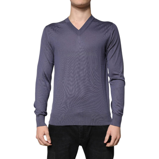 Dolce & Gabbana Dolce & Gabbana Gray Cashmere V-neck Men Pullover Sweater TSH86936-48