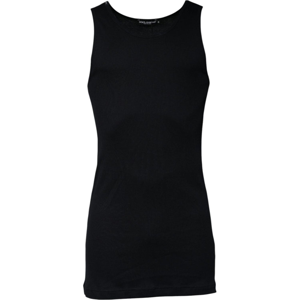 Dolce & Gabbana Black Cotton Sleeveless Round Neck Tank T-shirt TSH87445-50