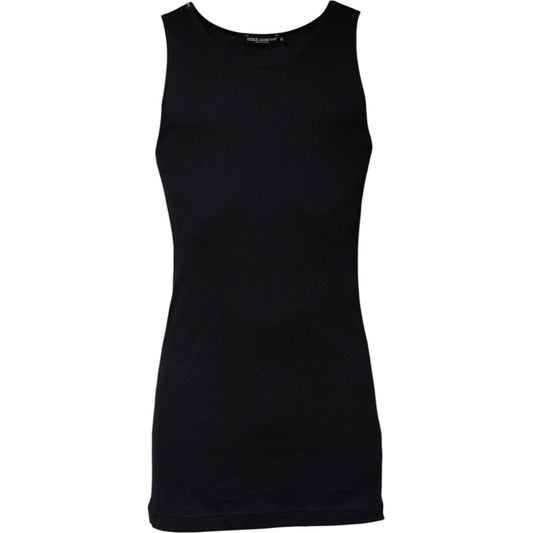 Dolce & Gabbana Black Cotton Sleeveless Round Neck Tank T-shirt TSH87445-50