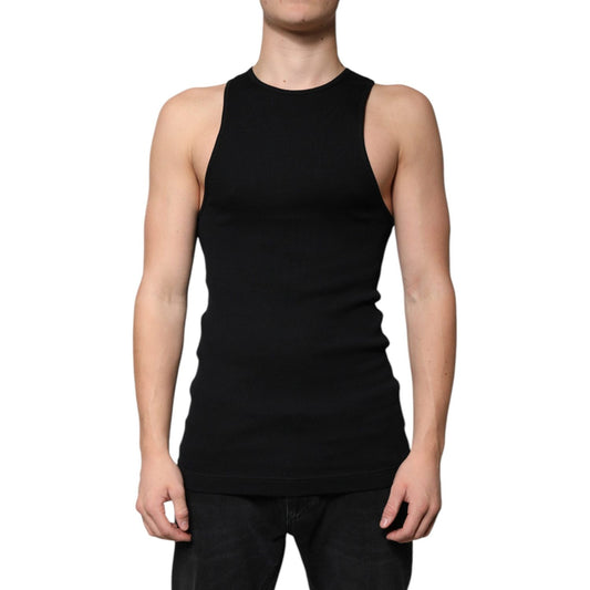 Dolce & Gabbana Black Cotton Sleeveless Round Neck Tank T-shirt TSH87448-50