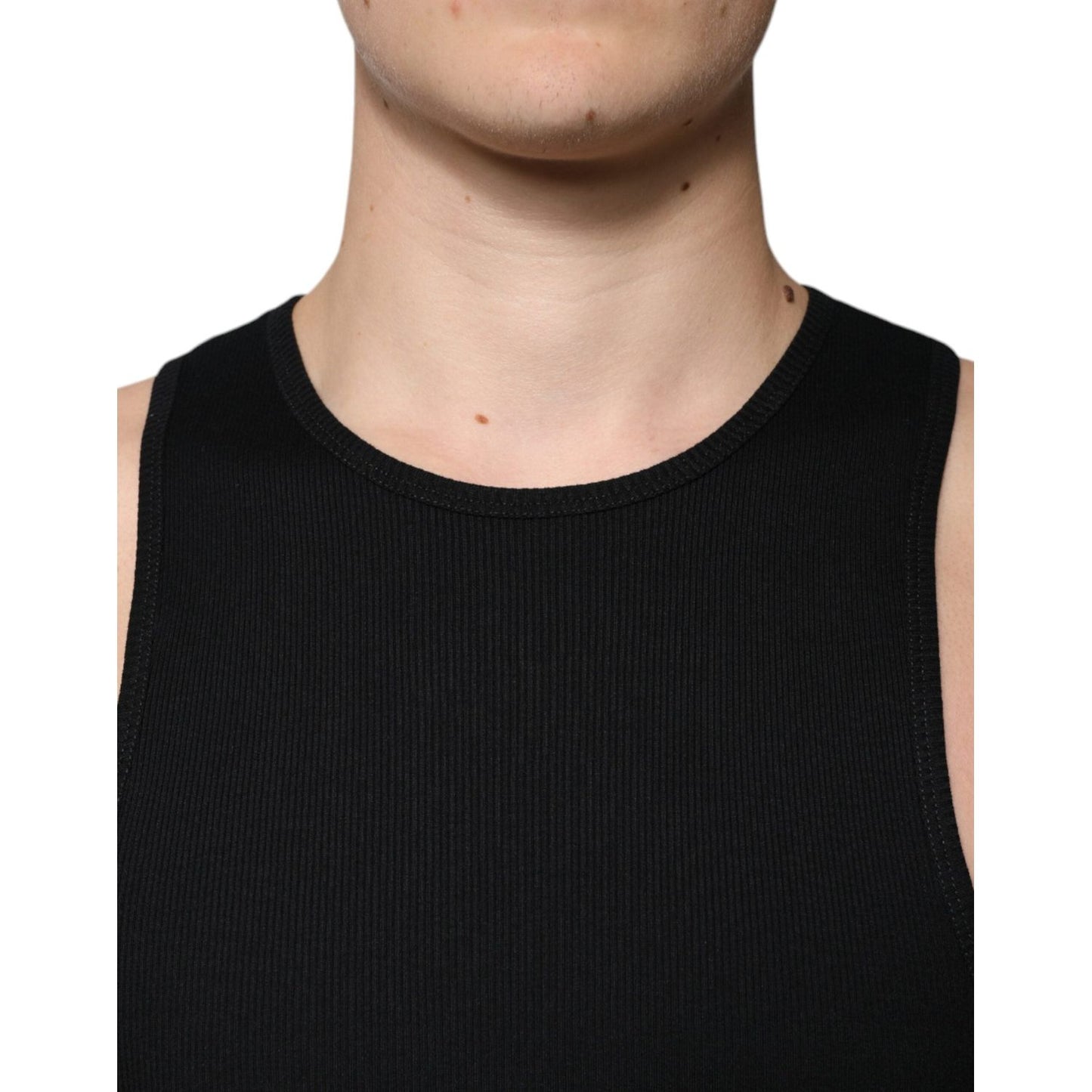 Dolce & Gabbana Black Cotton Sleeveless Round Neck Tank T-shirt TSH87448-50