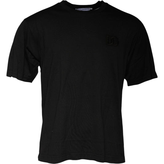Dolce & Gabbana Black Cotton Crew Neck Short Sleeves T-shirt TSH87455-48