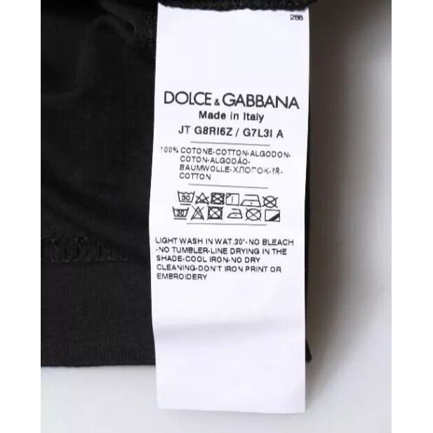 Dolce & Gabbana Black Cotton Crew Neck Short Sleeves T-shirt TSH87455-48