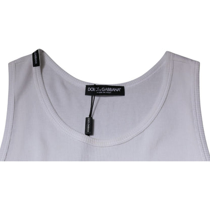 Dolce & Gabbana White Cotton Sleeveless Round Neck Tank T-shirt