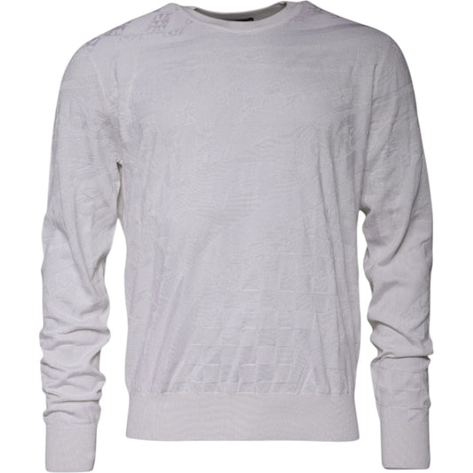 Dolce & Gabbana Dolce & Gabbana White Silk Crew Neck Men Pullover Sweater TSH87544-56