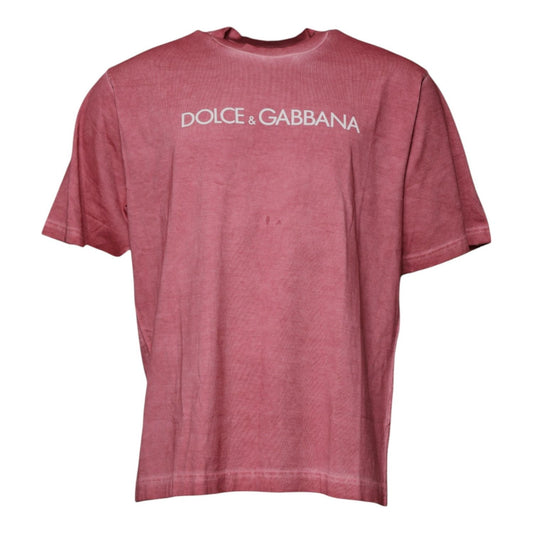 Dolce & Gabbana Dolce & Gabbana Pink Logo Print Cotton Crew Neck T-shirt TSH87634-52