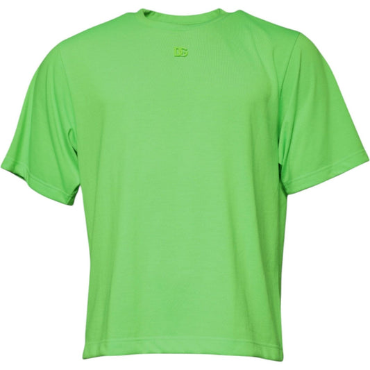 Dolce & Gabbana Dolce & Gabbana Green Logo Polyester Crew Neck T-shirt TSH87639-56