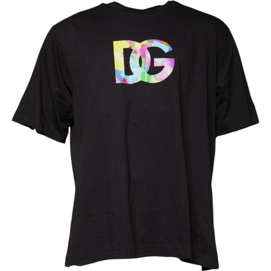 Dolce & Gabbana Black Logo Print Cotton Crew Neck T-shirt TSH87641-56