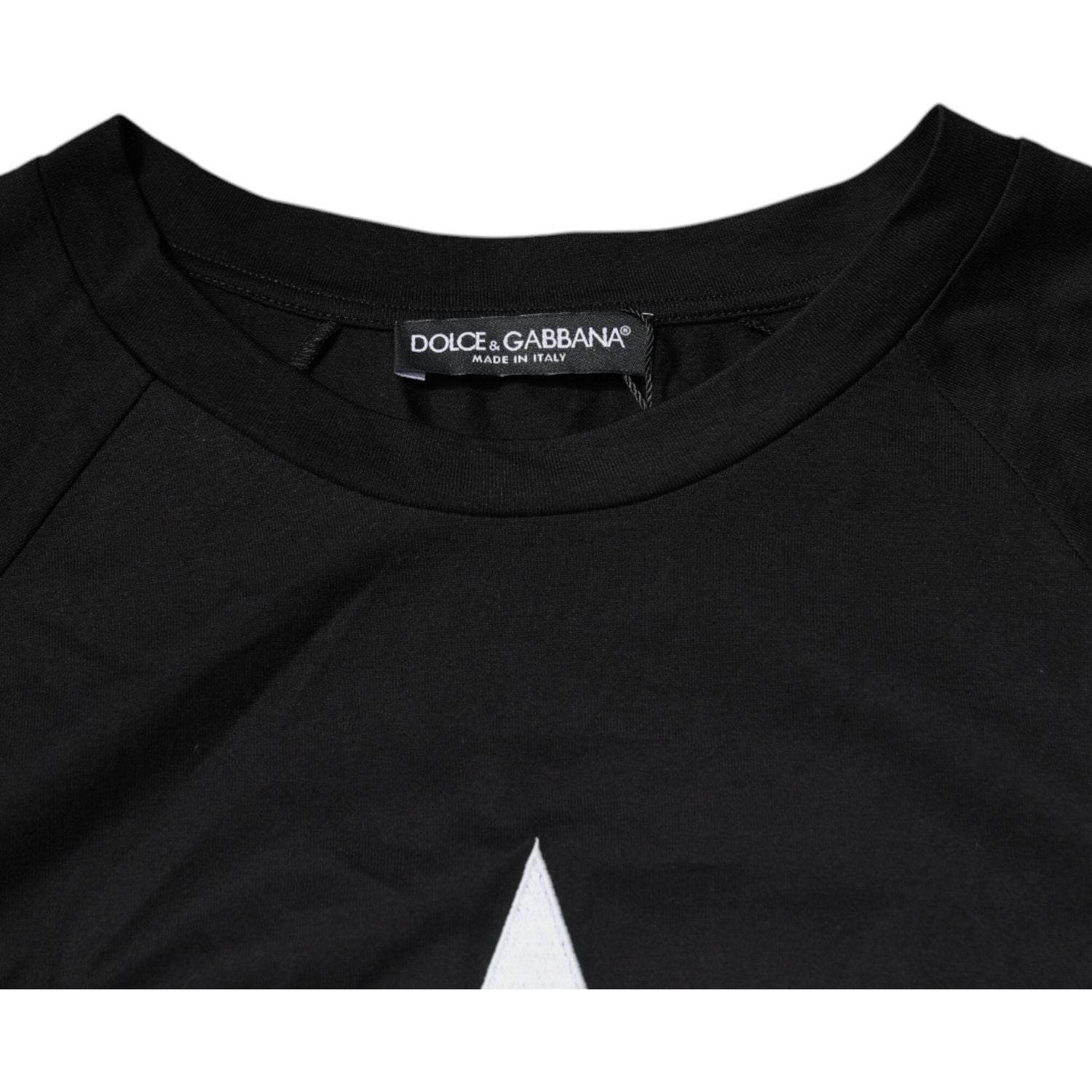 Dolce & Gabbana Black Logo Print Cotton Crew Neck T-shirt