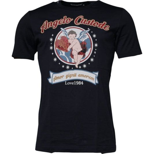 Dolce & Gabbana Dolce & Gabbana Blue Cotton Angel Print Short Sleeves T-shirt TSH87669-50
