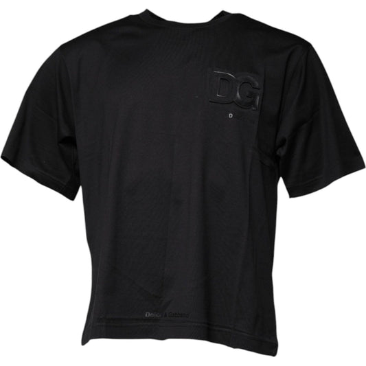 Dolce & Gabbana Black DG Logo Print Cotton Crew Neck T-shirt TSH87686-50