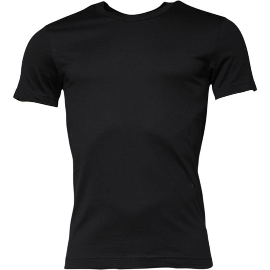 Dolce & Gabbana Black Cotton Crew Neck Short Sleeves T-shirt TSH87690-44
