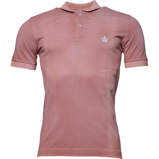 Dolce & Gabbana Pink Crown Collared Short Sleeve Polo T-shirt TSH87700-46