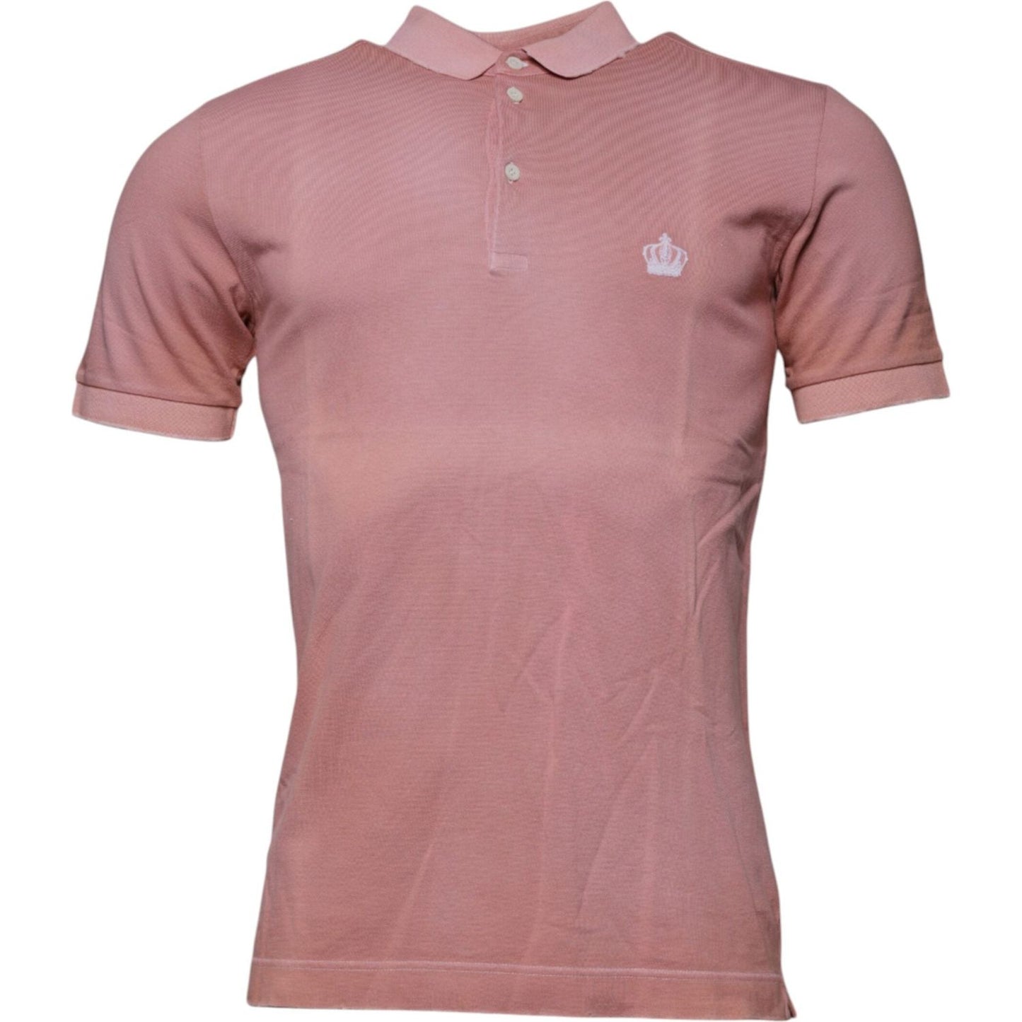 Dolce & Gabbana Pink Crown Collared Short Sleeve Polo T-shirt