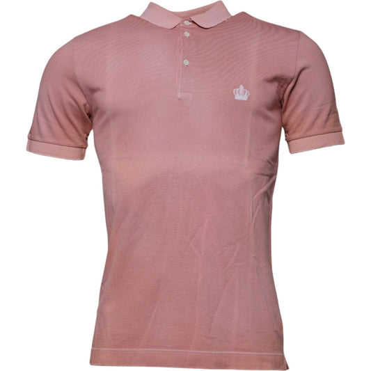 Dolce & Gabbana Pink Crown Collared Short Sleeve Polo T-shirt TSH87702-48