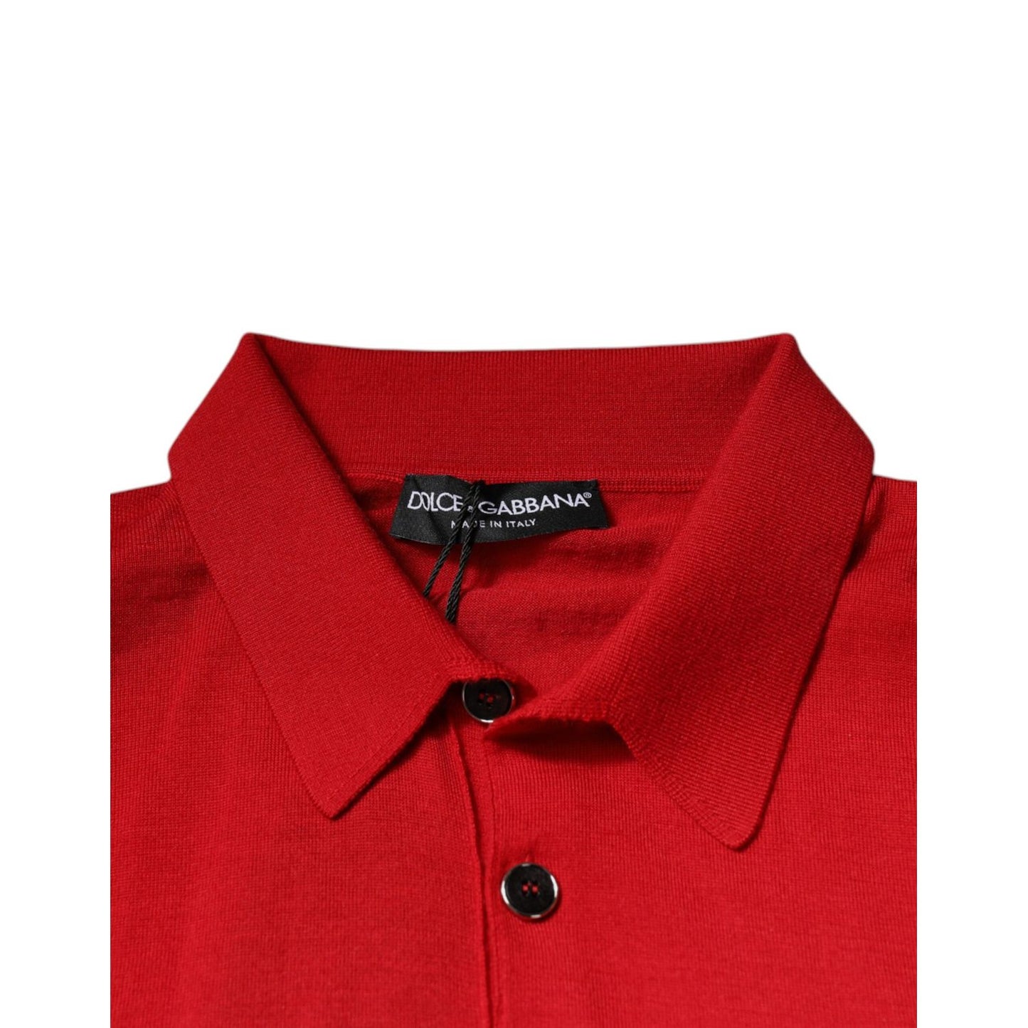 Dolce & Gabbana Red Cashmere Collared Pullover Sweater