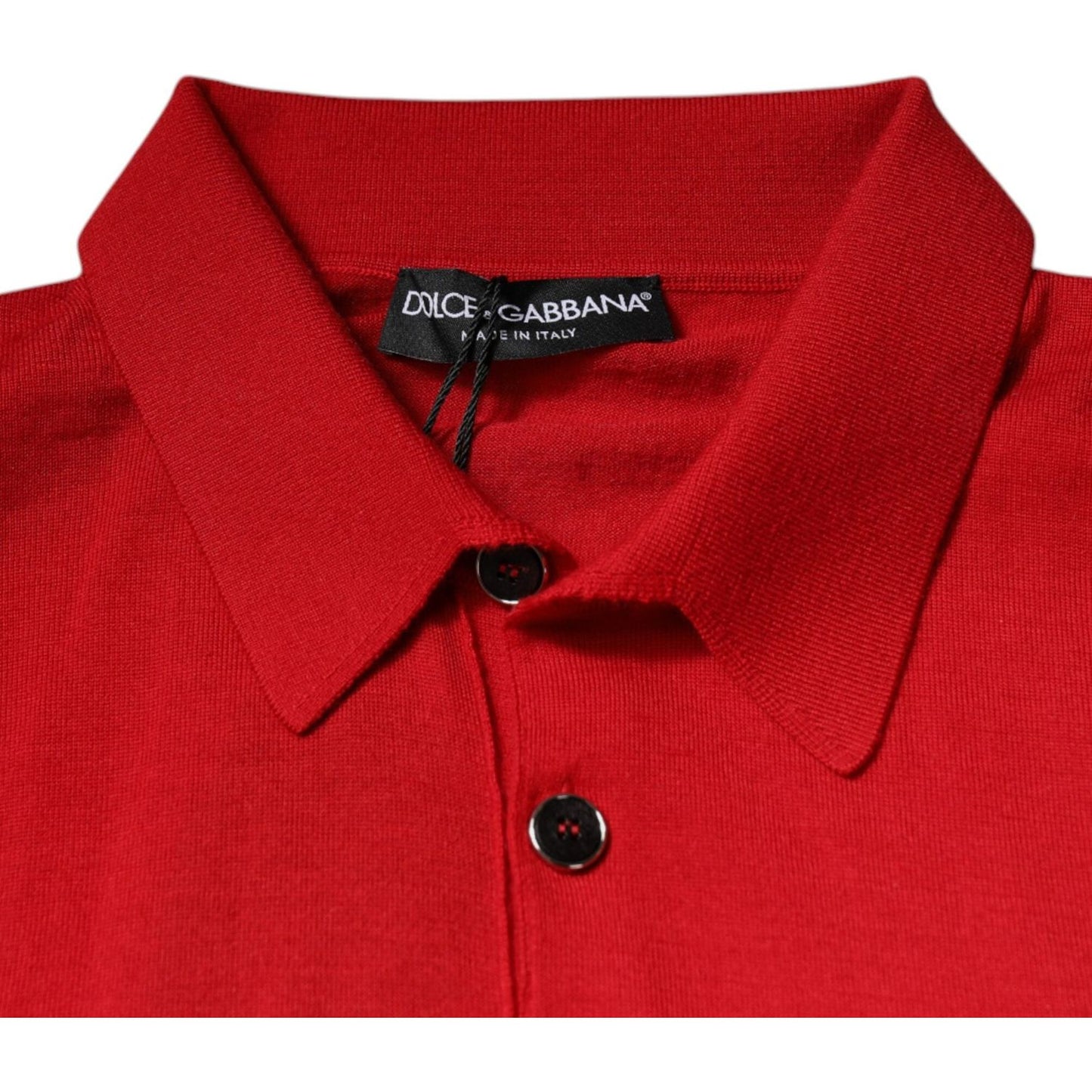 Dolce & Gabbana Red Cashmere Collared Pullover Sweater