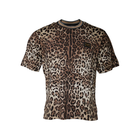 Dolce & Gabbana Brown Leopard Crew Neck Short Sleeve T-shirt