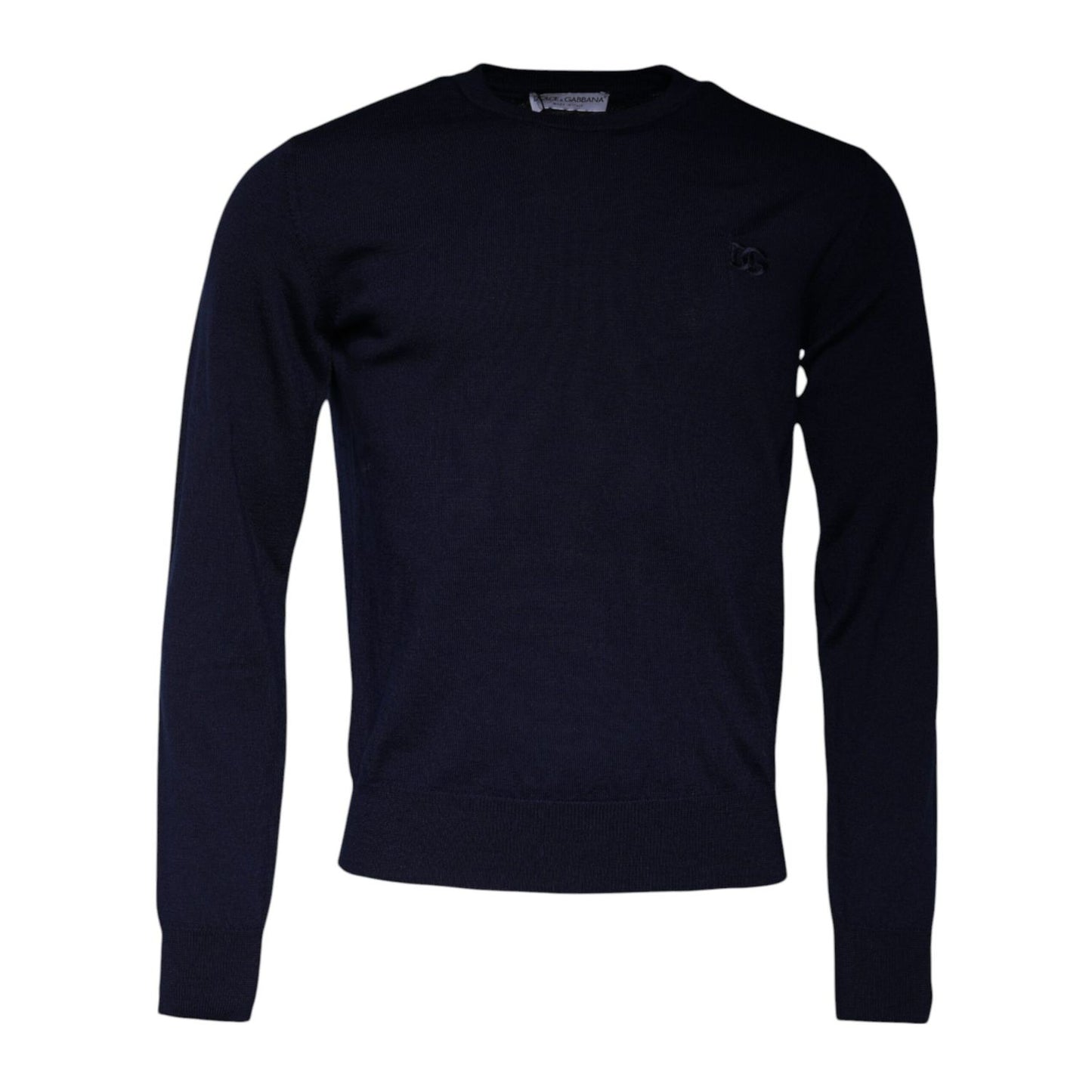 Dolce & Gabbana Blue DG Logo Wool Crew Neck Pullover Sweater