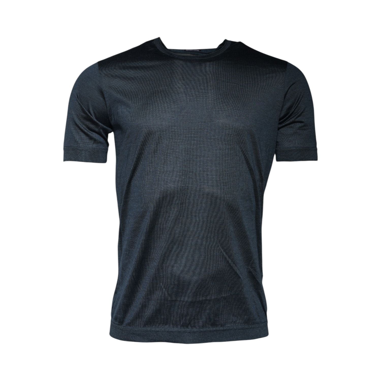 Dolce & Gabbana Dark Blue Silk Crew Neck Short Sleeve T-shirt