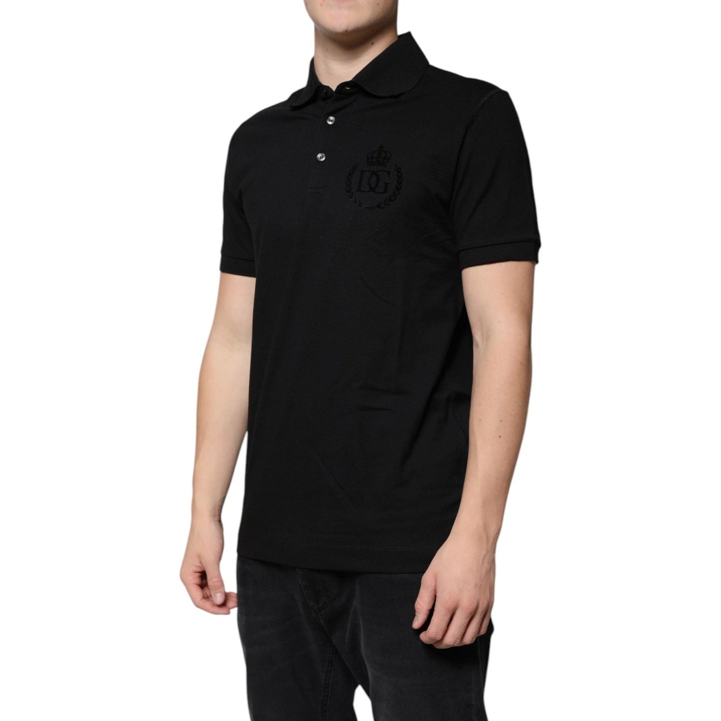 Dolce & Gabbana Black DG Collared Short Sleeves Polo T-shirt TSH90000-50