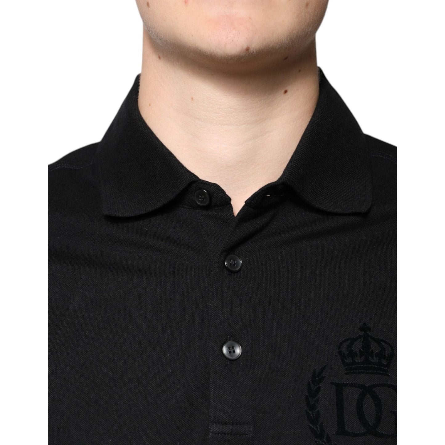 Dolce & Gabbana Black DG Collared Short Sleeves Polo T-shirt TSH90000-50