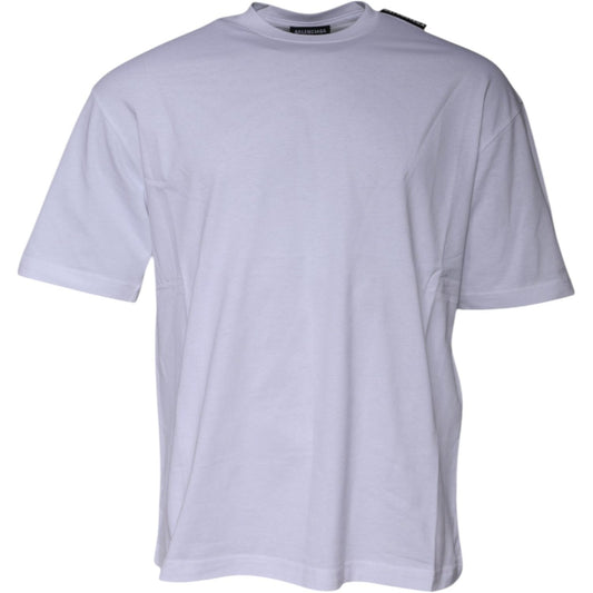 Balenciaga White Logo Cotton Jersey Crew Neck Short Sleeves T-shirt TSH878480-M
