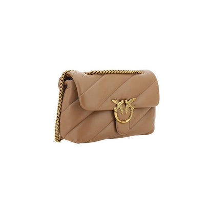 PINKO Brown Calf Leather Bos Taurus Shoulder Bag