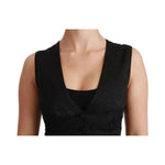 Dolce & Gabbana Black Lace Waistcoat Slim Vest Silk Top TSH4498-40