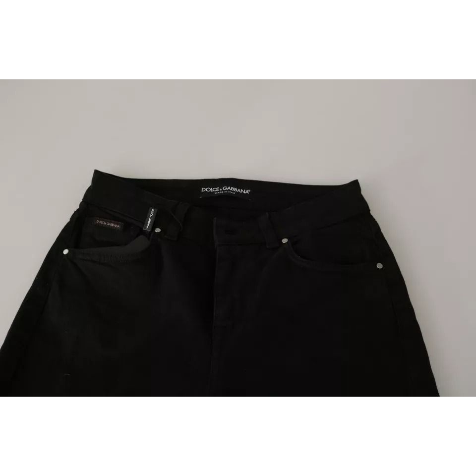 Dolce & Gabbana Black Mid Waist Slim Denim Cotton Stretch Jeans