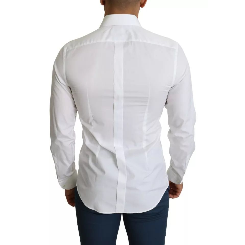 Dolce & Gabbana White Formal Tuxedo Dress GOLD Shirt