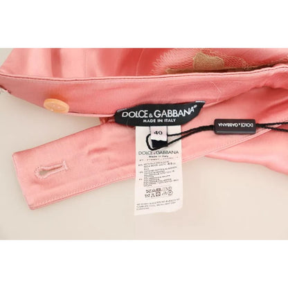 Dolce & Gabbana Pink Lace Trimmed Silk Satin Wide Legs Pants