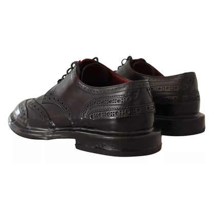 Dolce & Gabbana Black Perforated Leather Lace Up Derby Shoes