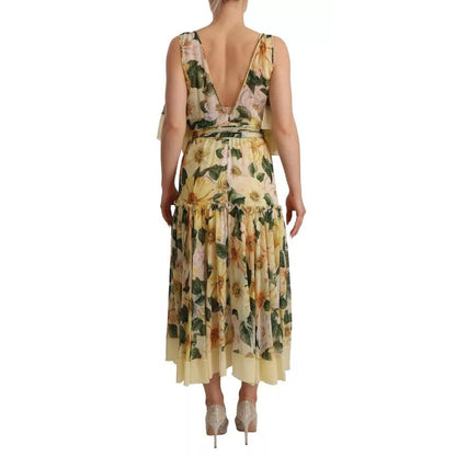 Dolce & Gabbana Multicolor Silk Floral Print Long Maxi Dress
