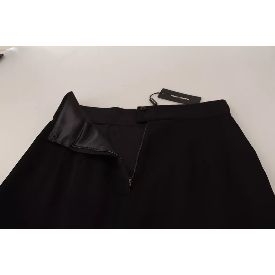 Dolce & Gabbana Black Silk High Waist Mini Pencil Cut Skirt