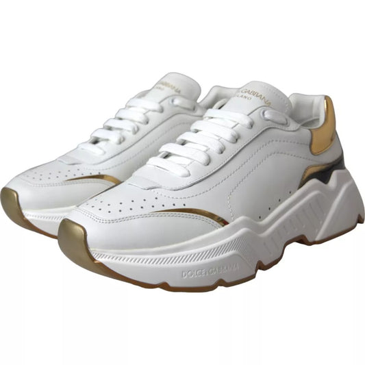 Dolce & Gabbana White Gold DAYMASTER Leather Sneakers Men Shoes MV4300-42