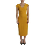 Dolce & Gabbana Yellow Viscose Sleeveless Sheath Midi Dress DR28718-38